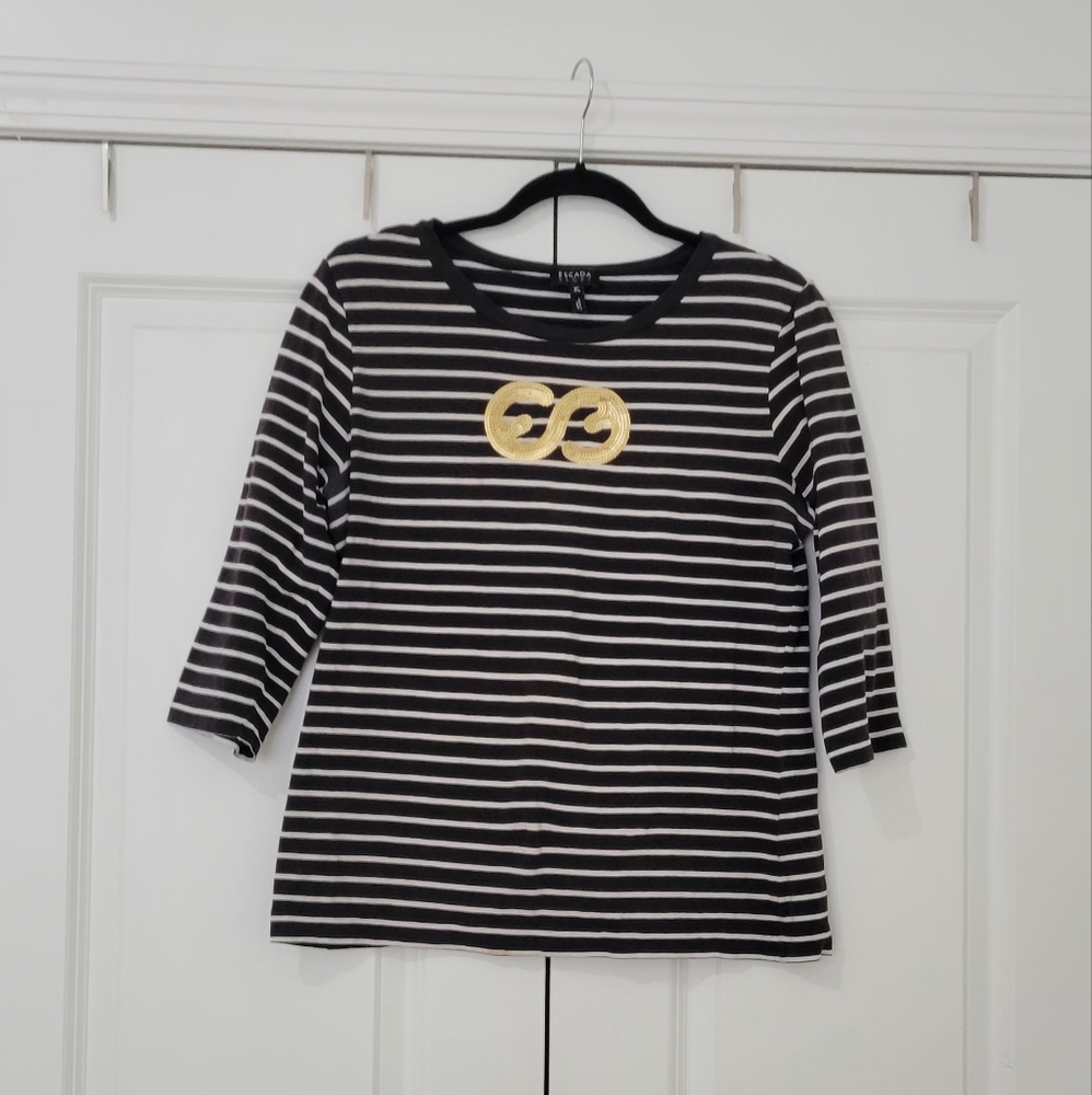 Escada black and white size L with gold sequin emblem